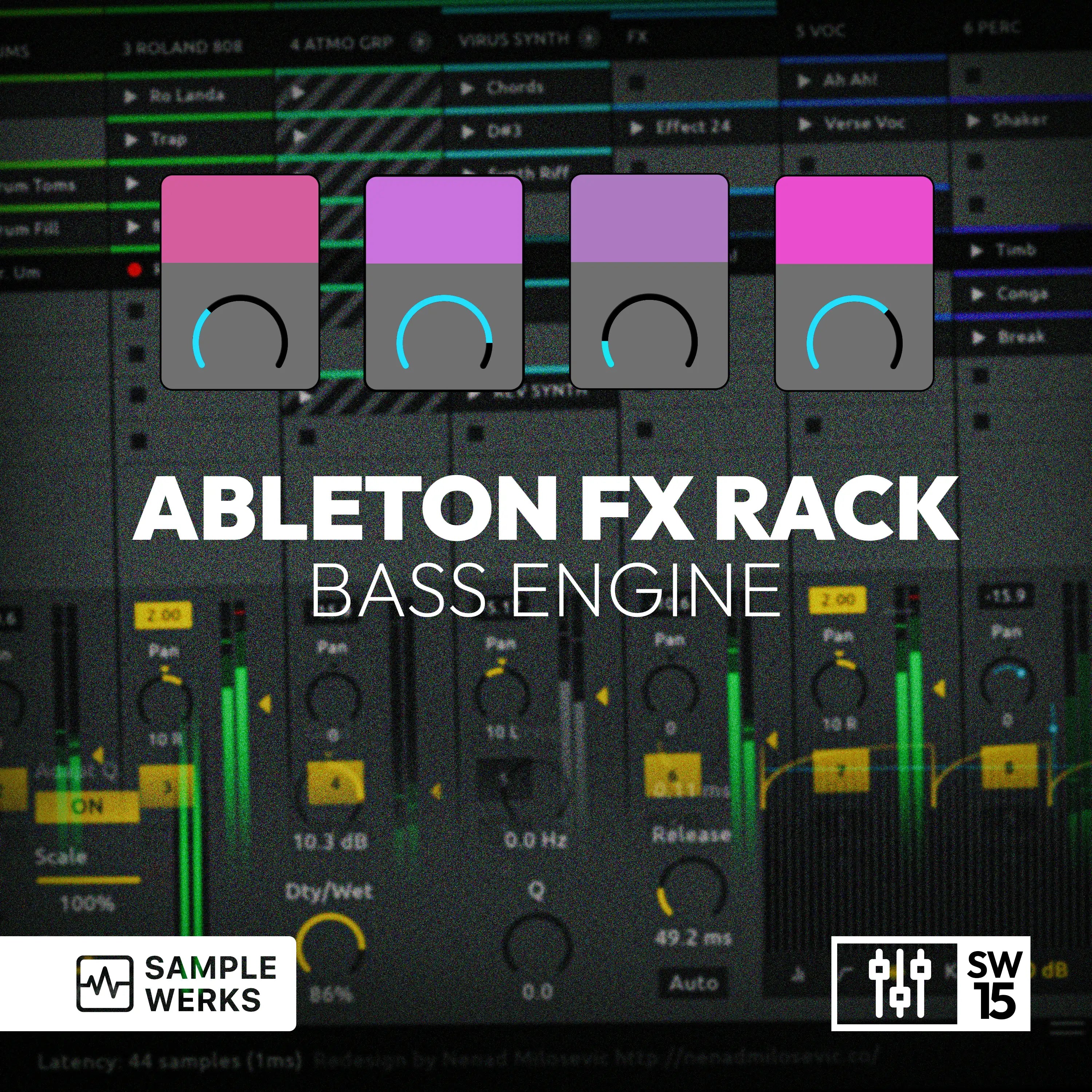 Ableton FX Rack Bass Engine with Sample Werks branding on a dark background