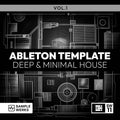 Ableton Template for Deep & Minimal House music with architectural blueprint design and Sample Werks branding.