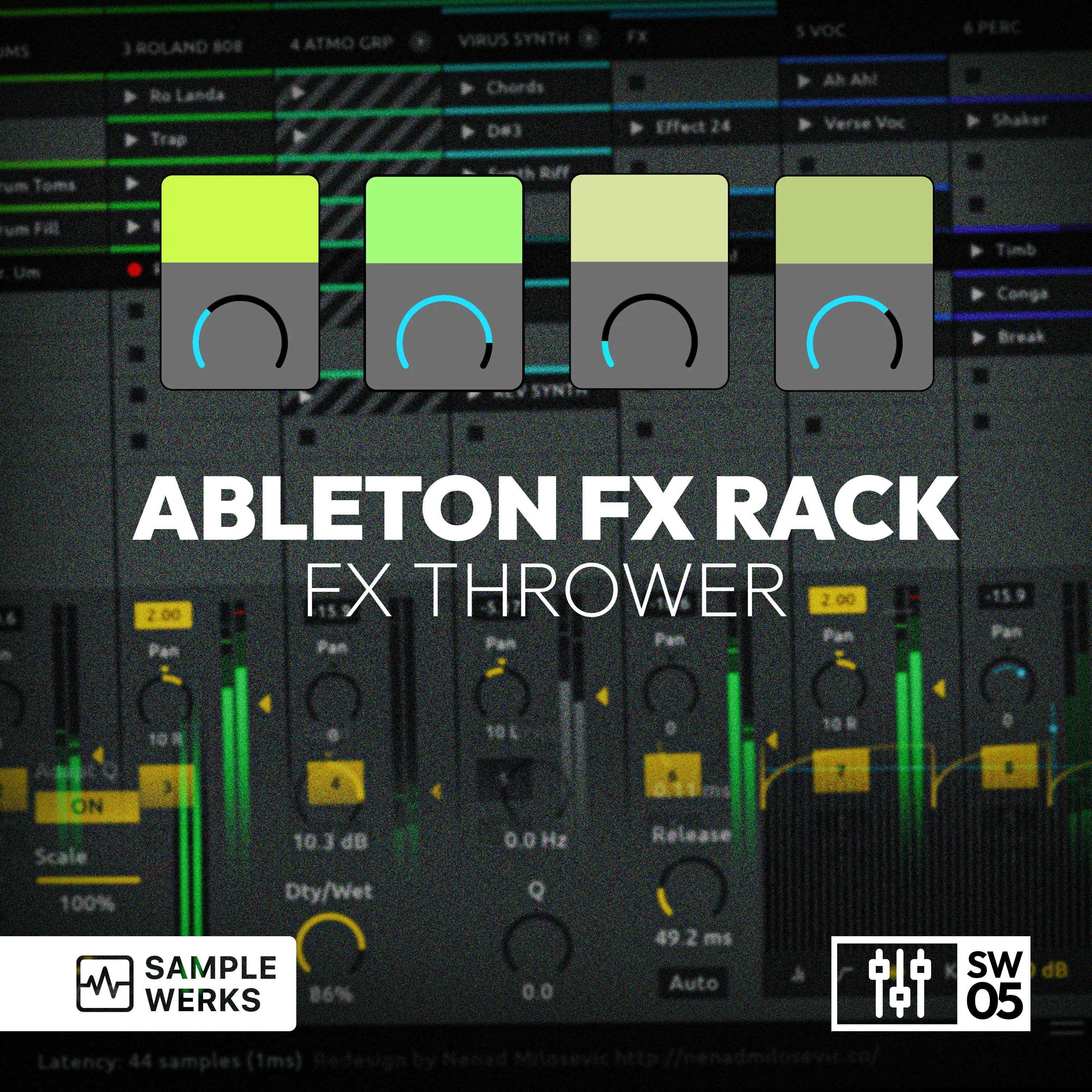 Ableton FX Rack FX Thrower with Sample Werks branding on a dark background.