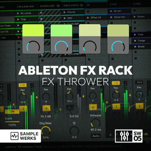 Ableton FX Rack FX Thrower with Sample Werks branding on a dark background.