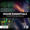 Promotional graphic for 'House Essentials Starter Bundle' by Sample Werks with music production software interface.