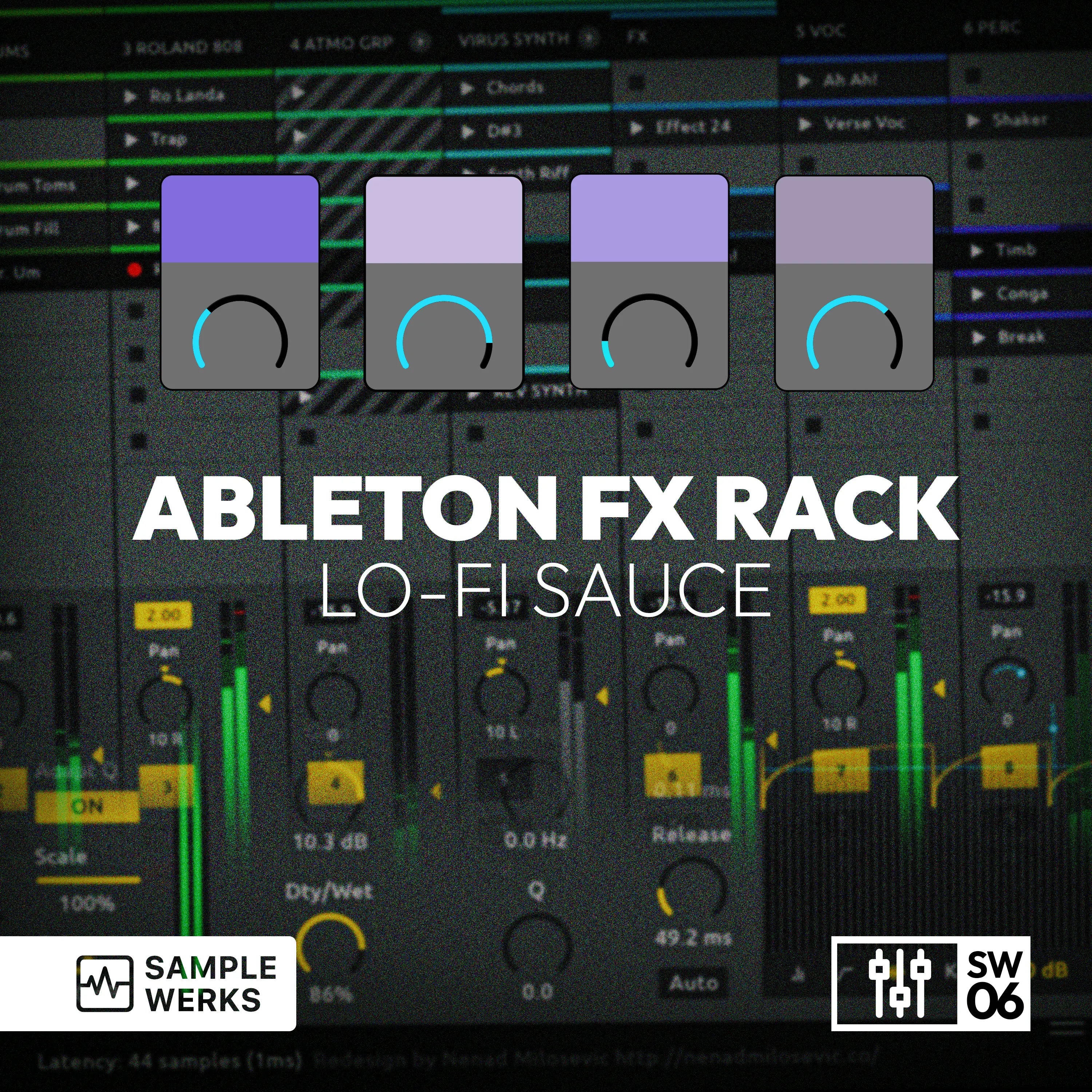 Ableton FX Rack interface with Sample Werks branding on a dark background.