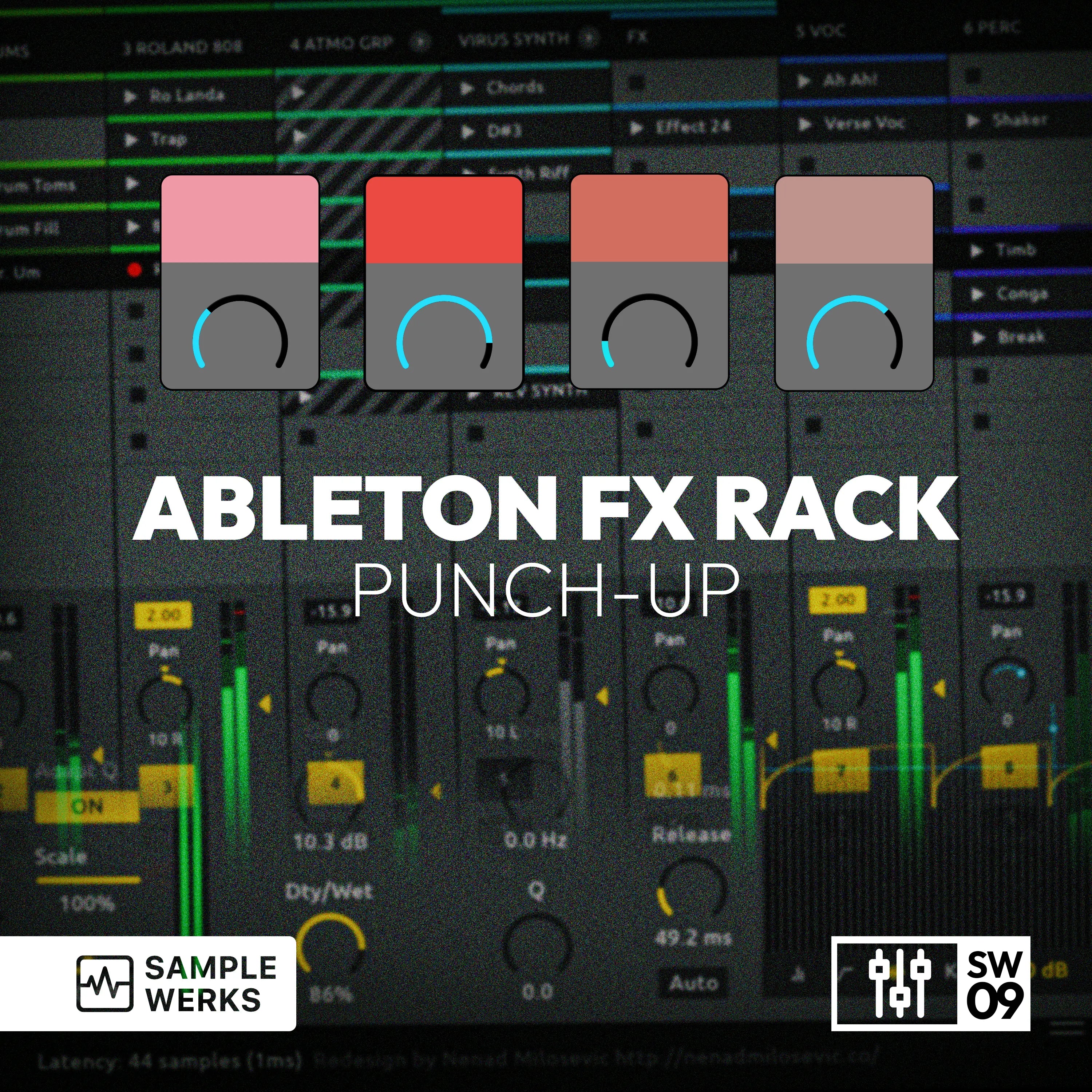 Ableton FX Rack software interface with Sample Werks branding on a dark background.