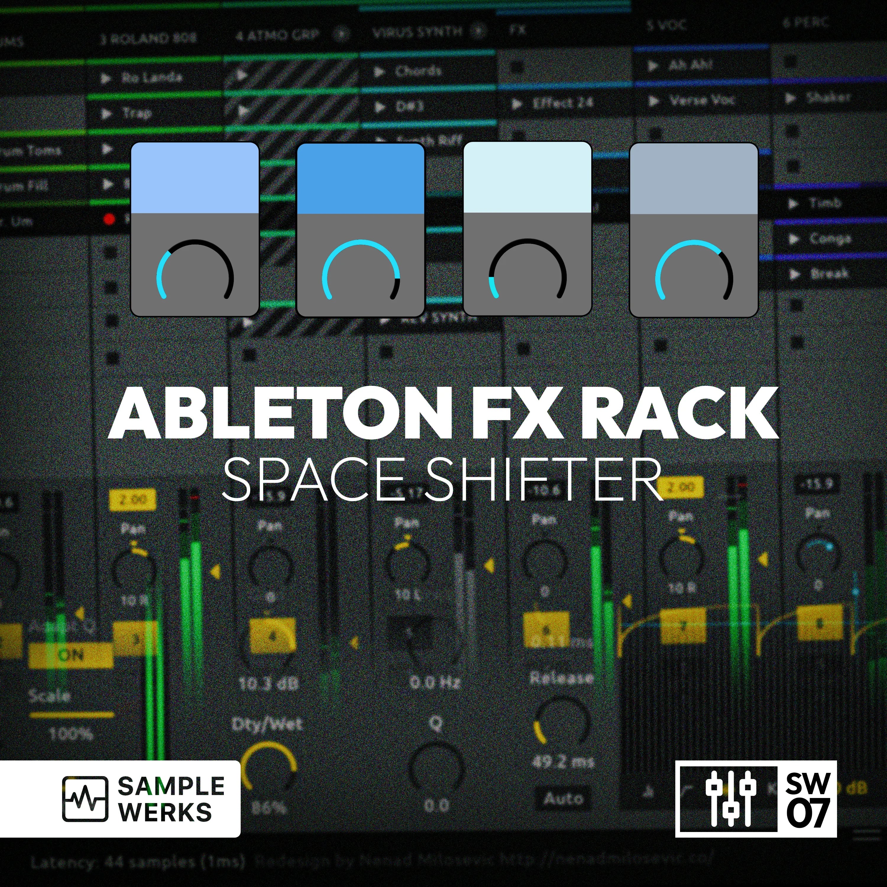 Ableton FX Rack Space Shifter with Sample Werks branding on a dark background.