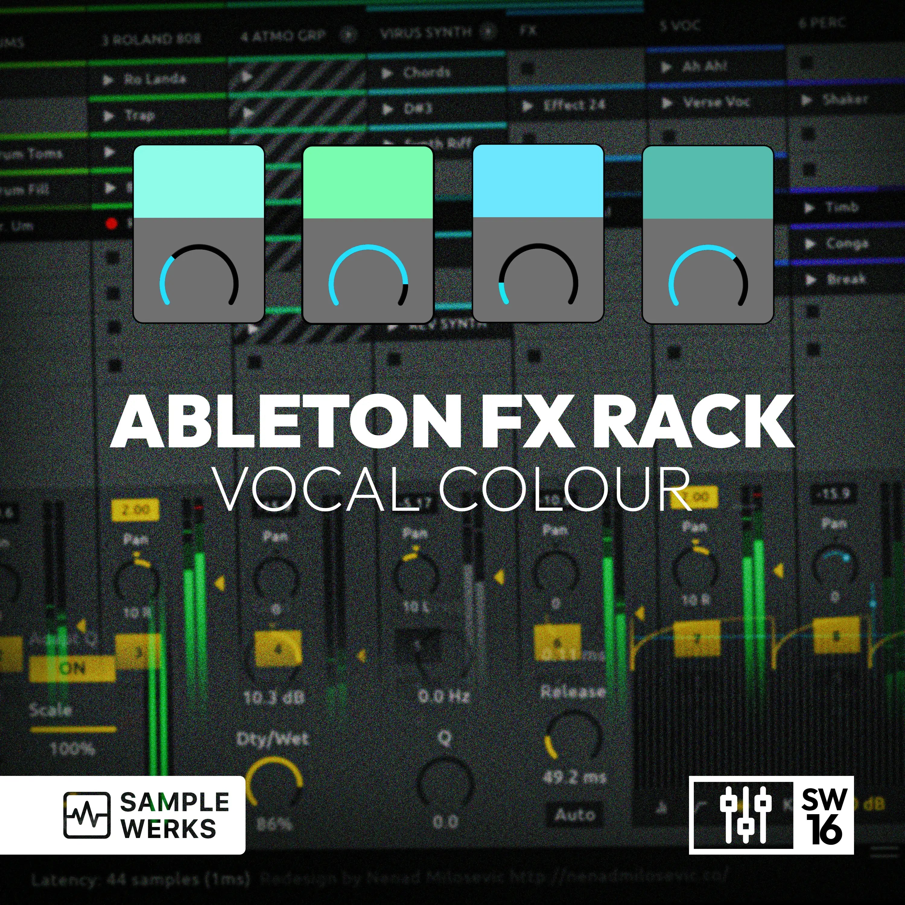 Ableton FX Rack Vocal Colour with Sample Werks branding on a dark background